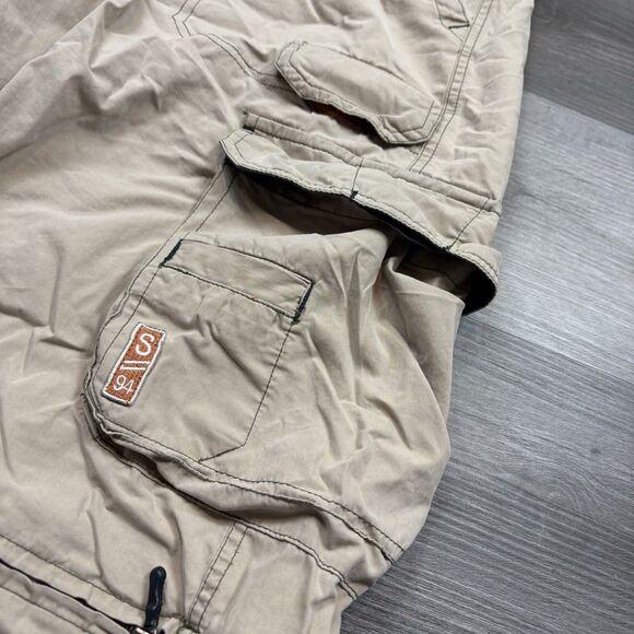 Vintage Y2K Sonoma Baggy Wide-Leg Light Brown Canvas Pants 36x30 Zip Off - Picture 2 of 8